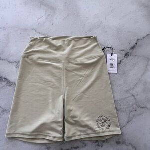 WeWoreWhat High Waisted Biker Shorts in Wheat